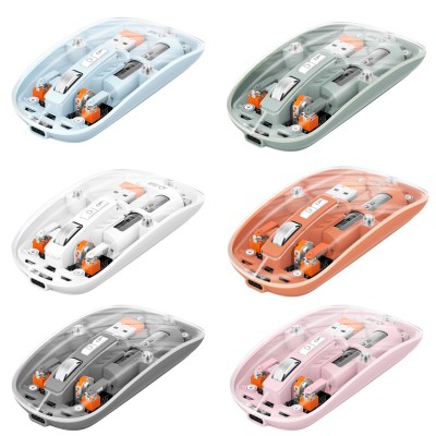 Duel Transparent Rechargeable Wireless Mouse – Ultra Slim Silent Click Edition