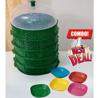 Multi-Layer Food Cover Storage Set –(৫ পিস কালারফুল বাটি ফ্রি কম্বো)