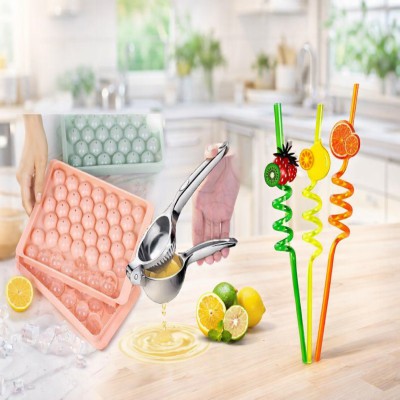 🔥 Ice Tray + Lemon Presser + Stylish Straw – 🍹 Fresh Juice বানানো এখন একদম সহজ! 🍋❄️🥤